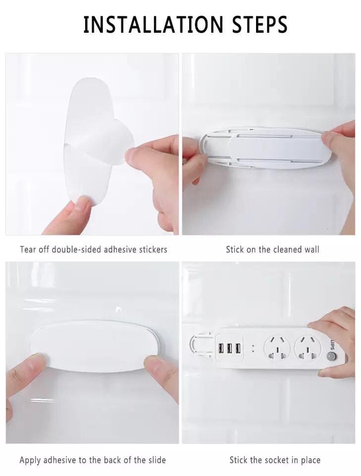 Socket Fixer, Self-Adhesive Power Strip Holder, Wall Mounted Sticker Household, Plug-in Line Board Holder Socket Fixer, Self-Adhesive Power Strip Holder, Wall Mounted Sticker Household, Plug-in Line Board Holder